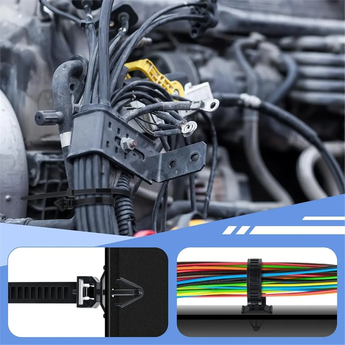 200pcs Car Wire Routing Clips Push Mount Cable Tie Assortment 15 Sizes Car Harness Routing Clips