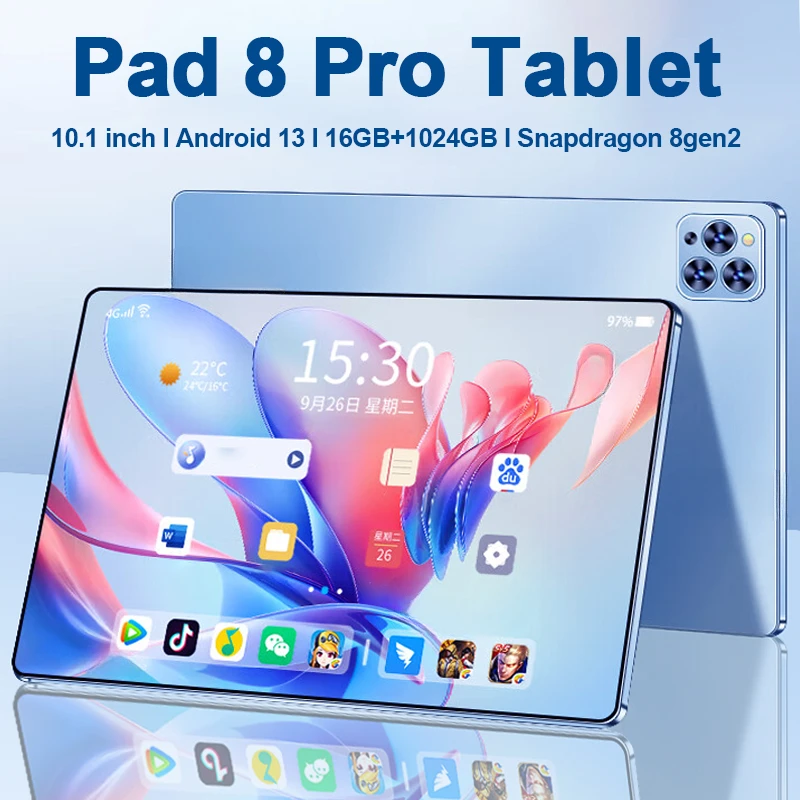 

Original Pad 8 Pro Tablet 10.1 inch Android 13 Global Snapdragon 8gen2 16GB+1024GB 10000mah 5G Dual SIM WIFI HD Full Screen