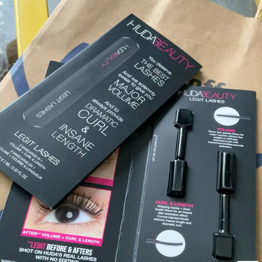 2ml rozmiar próbki Huda Legit Lashes natychmiastowe przedłużanie rzęs makijaż rzęs pełniejsze pomnożone ekstremalne podkręcenie szybkoschnące rzęsy uroda