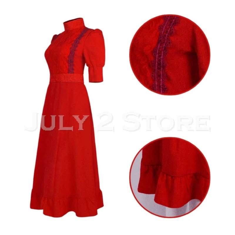 Mia Pearl Cosplay Costume pour femmes, robe rouge, film effrayant, tenue d'horreur, uniforme d'Halloween, ensemble de fête pour filles, vêtements de jeu en plis