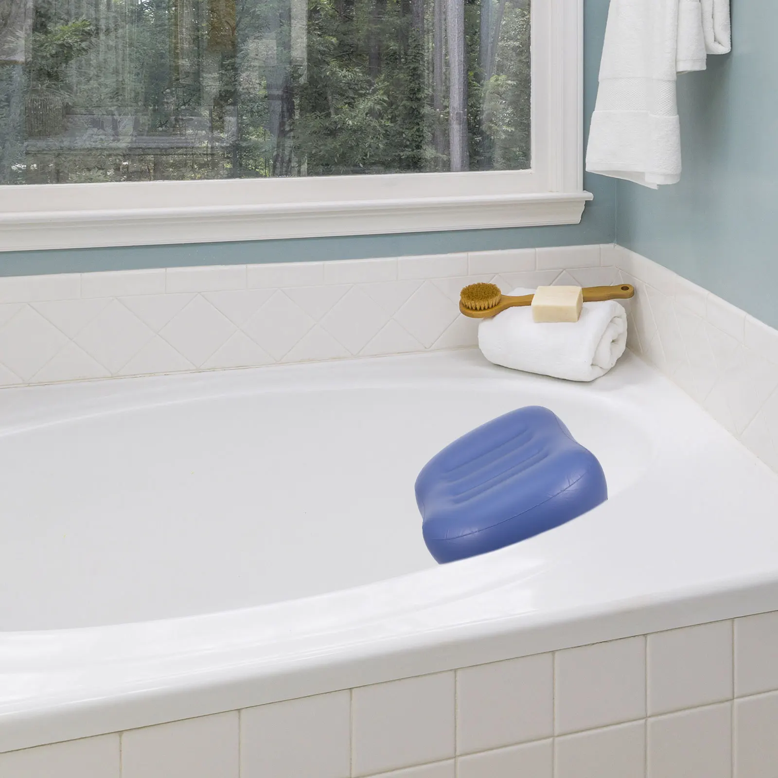 

Tub Pillow Inflatable Spa Cushion Bath Pillow Headrest Suction Cup Durable Bath Tub Cushion Relaxing Support Seat Back Support