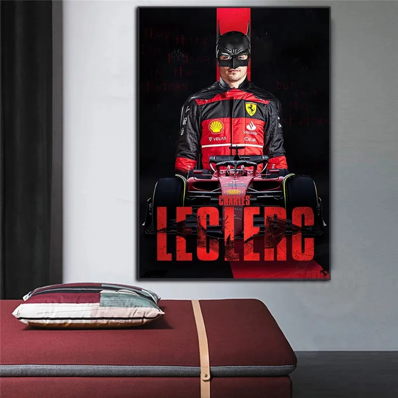 2022 F1 ملصق قماش تشارلز ليكليرك يفوز بالجائزة الكبرى في البحرين لوحة ديكور المنزل صورة لغرفة المعيشة ملصق طباعة