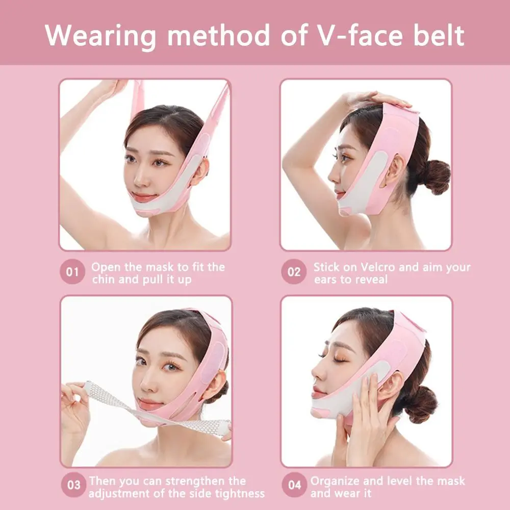 二重あご軽減フェイシャルスリミングストラップ、しわ防止フェイスバンド、Vラインシェイピングバンド、チークリフトアップバンド、フェイスシンマスク