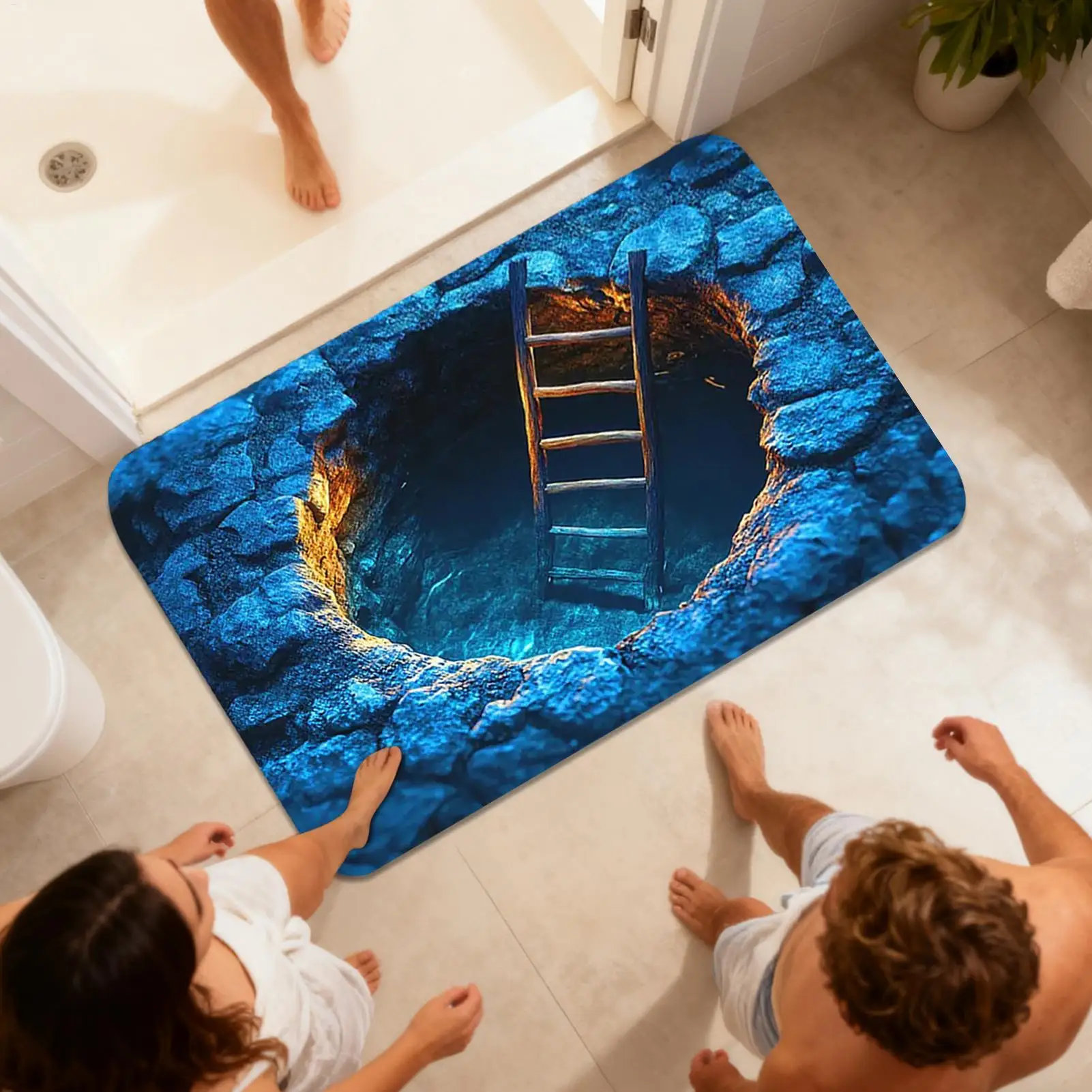 3D Rugs Optical Illusion Non-slip Carpet 3D Hole Rug for Entrance Kitchen Bathroom Indoor Halloween Porch Decorations