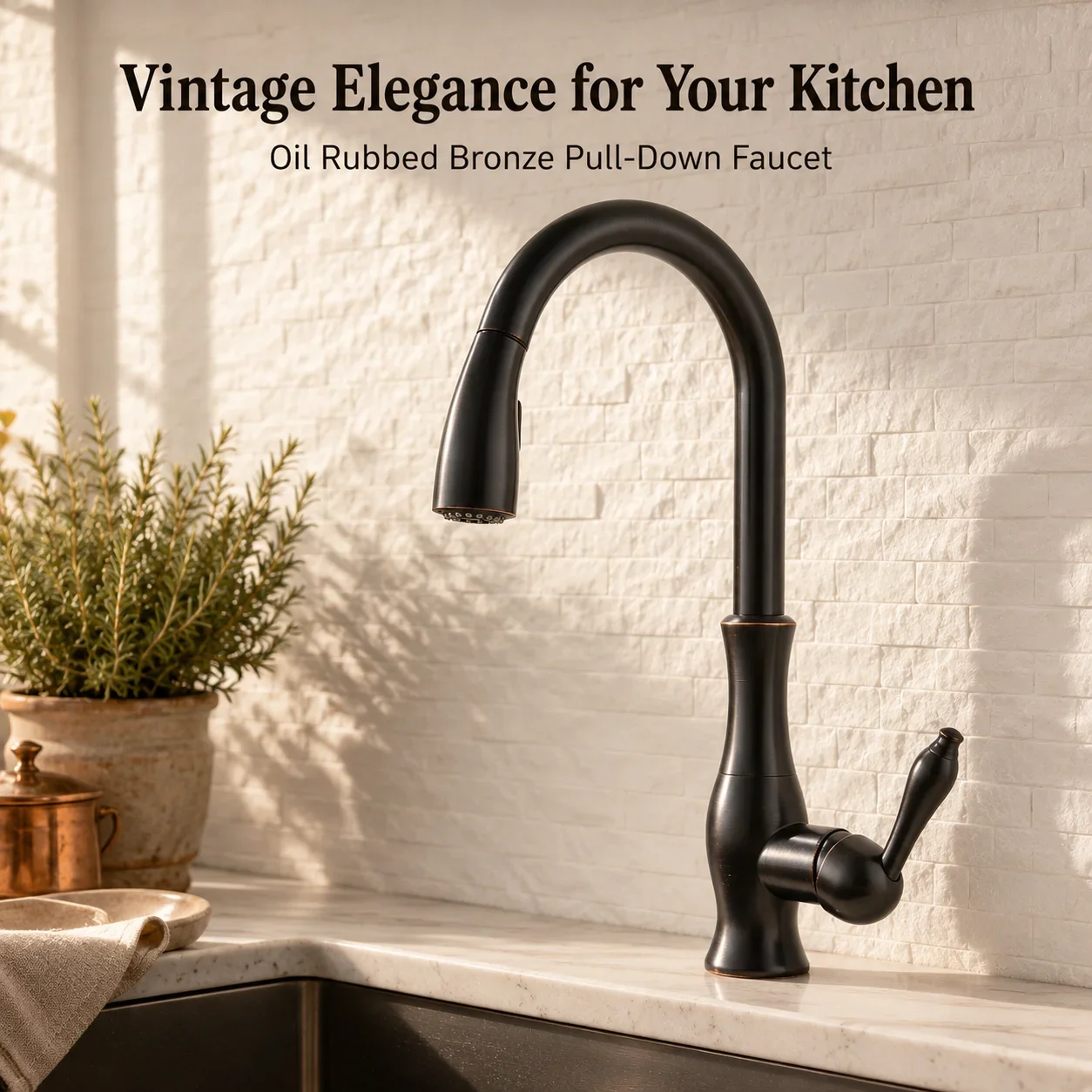 Black Antique Copper Pull-Out Kitchen Sink Faucet with Multiple Water Outlet Modes, Made of Brass Material with a Single Handle