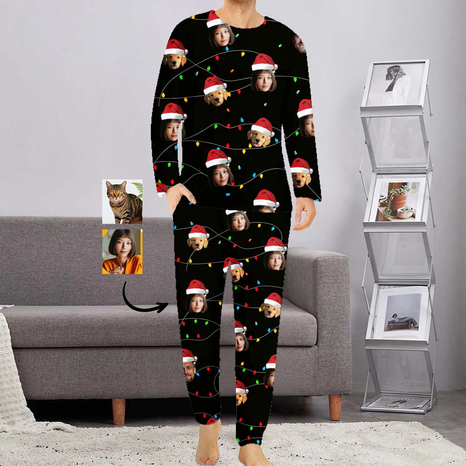 

Custom Christmas Face Family Pajama Sets Personalized Photo Homewear Set