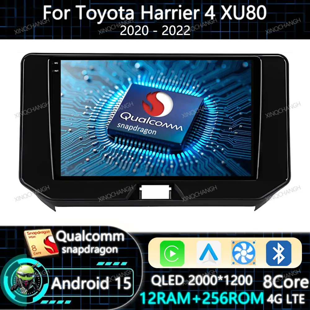 أندرويد 15 راديو السيارة Carplay السيارات لتويوتا هارير 4 XU80 202 BT 4G WIFI GPS QLED 2DIN كوالكوم مشغل فيديو الوسائط المتعددة BT GPS #1