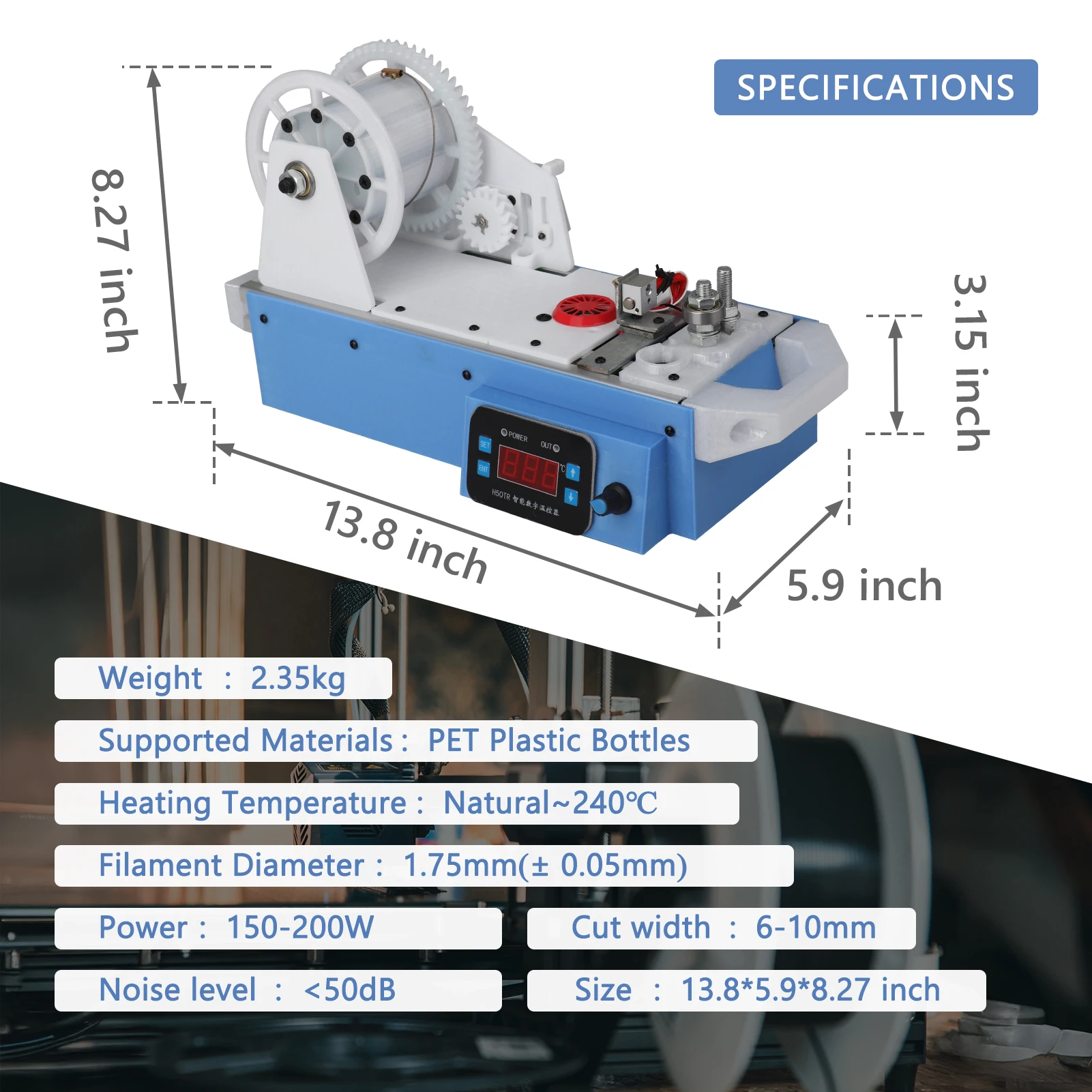 3D Printing Filament Making Machine - PET Bottle Recycling to 3D Filaments Production Equipment 3D Printing Consumables Makers