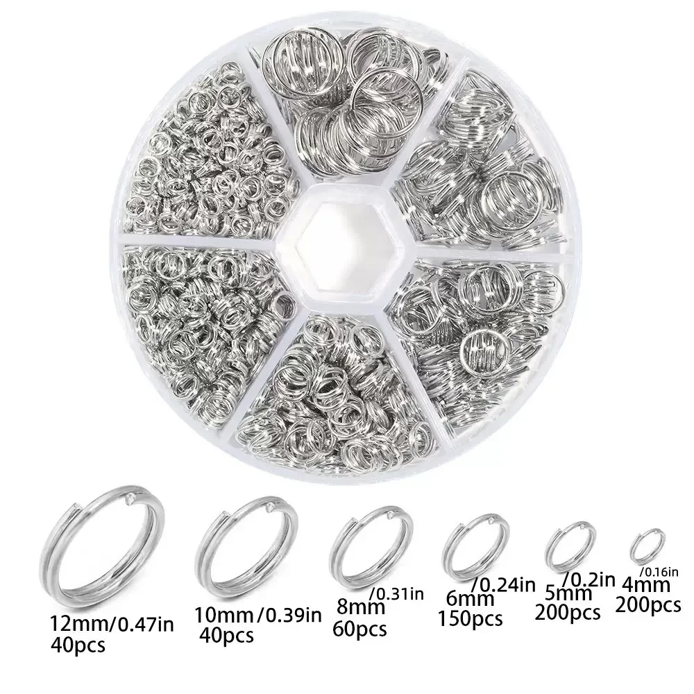 500/690pcs Ferroalloy Double Loop Open Rings for DIY
