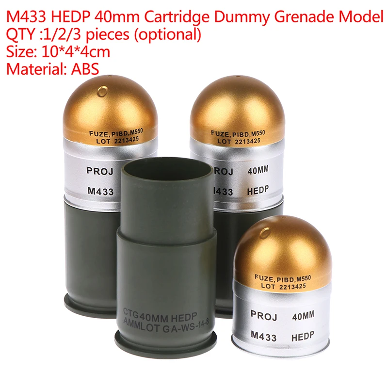 1/2/3 pcs M433 HEDP 40mm Cartridge Dummy Grenade Model Mini Storage Case Military Fan Toy Video Props Cos Model Storage Box