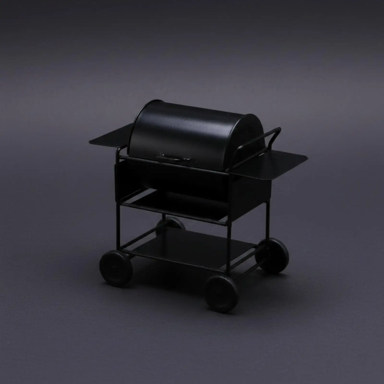 Dollhouse Barbecue Prop Realistic Dollhouse BBQ Grill with Cart Tiny Barbecue Grill Model with Shelves Detailed