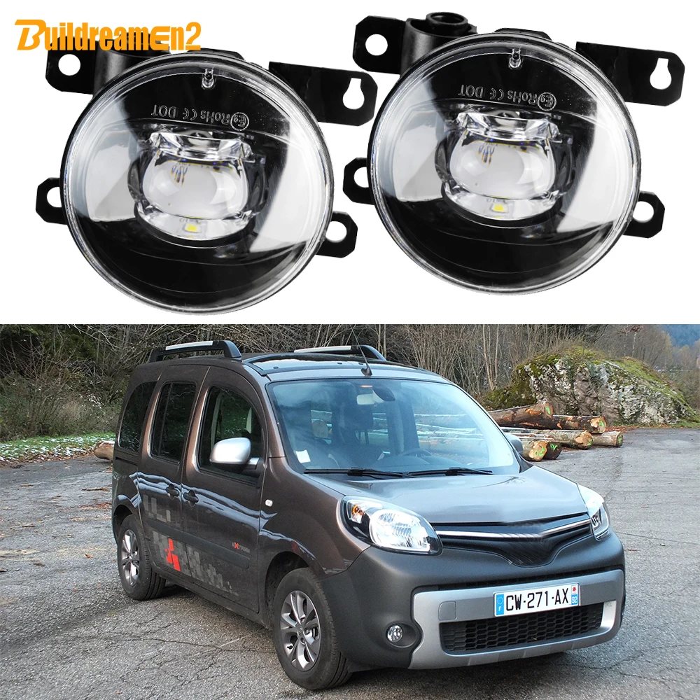 2 Pieces 30W H11 LED Lens Fog Light DRL Adjustable Car Front Fog Lamp Assembly For Renault Kangoo Grand Kangoo 2/II 2007-2021