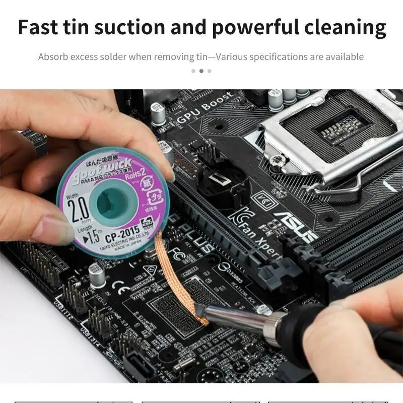 GOOT CP-1515/2015/2515/3015/3515 Solder Wick Coper Wire Soldering Accessory Clean Desoldering Wire For Tin Absorbing For Repair