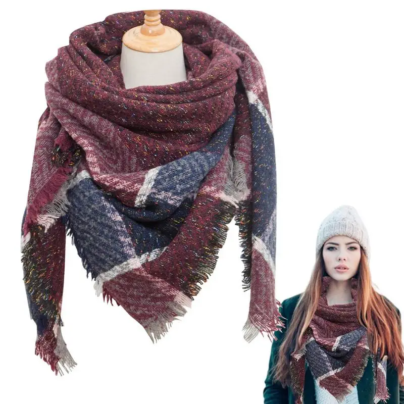 Winter Triangle Scarf Tassel Triangle Women's Shawl Scarves Casual Style Comfortable Winter Accessory For Picnic Mat Blanket