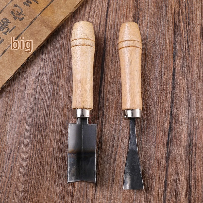 قاطع مطاطي ناعم متين من الصلب المنغنيز سكين نحت دائري عميق مقبض خشبي سكين الزاوية اليمنى نحت شريط مصابيح النيون أداة