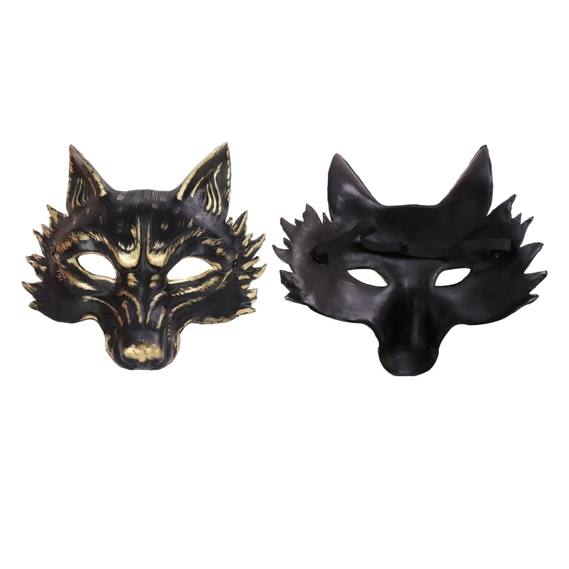 늑대 마스크 코스프레 할로윈 파티 여우 하프 페이스 마스크 헤드기어, 야외 장식, 남성 코스튬 가장 무도회 드레스