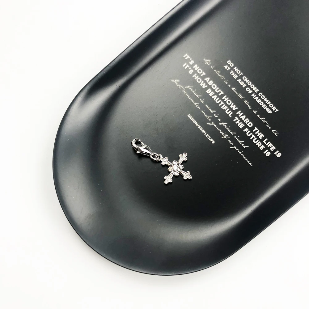 Victorian Cross Dangle Charm จี้สําหรับผู้หญิงผู้ชาย Vintage 925 เงินสเตอร์ลิงเครื่องประดับ Fine