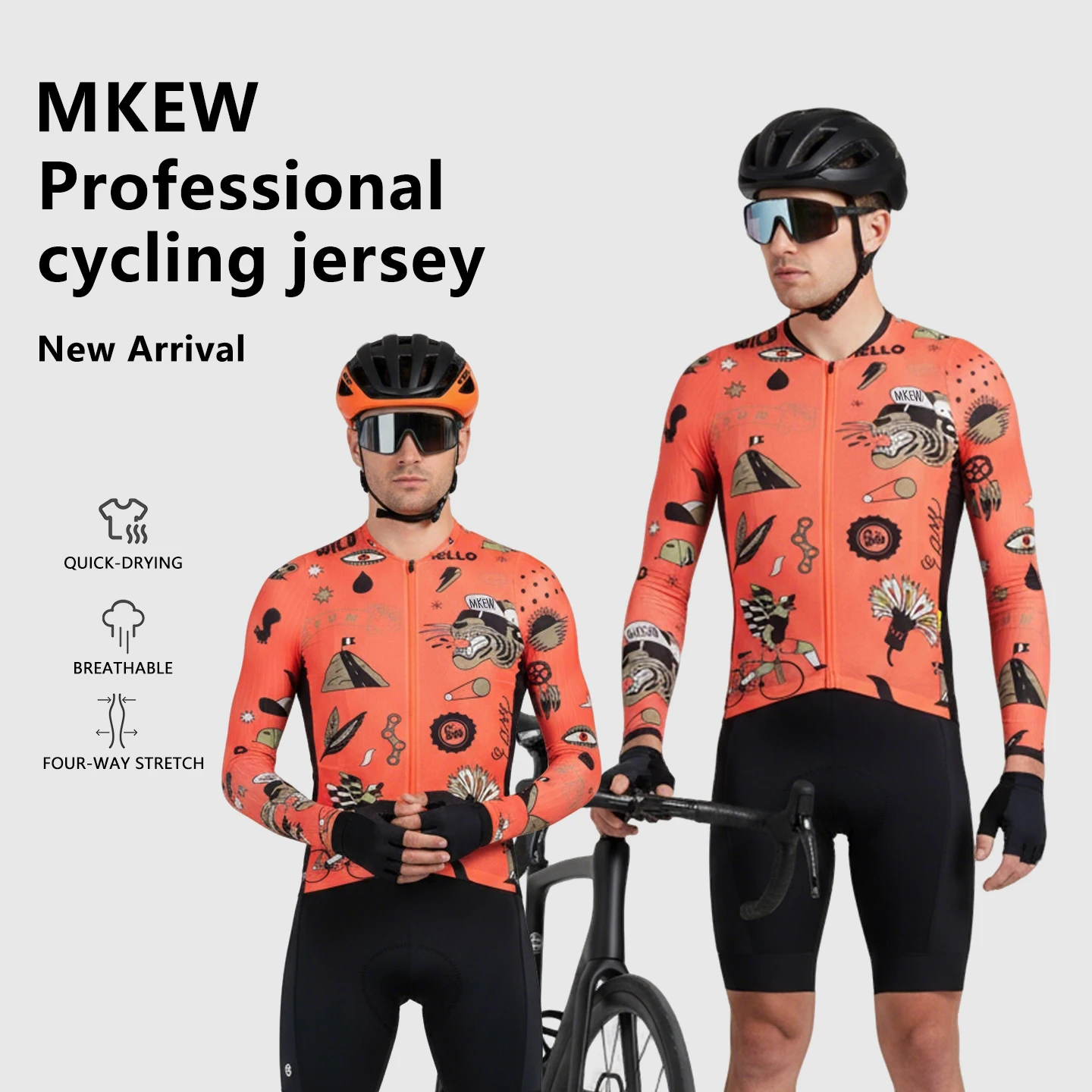 

MKEW men's summer Cycling Jersey quick drying breathable long sleeved road cycling suit - lightweight and comfortable cycling
