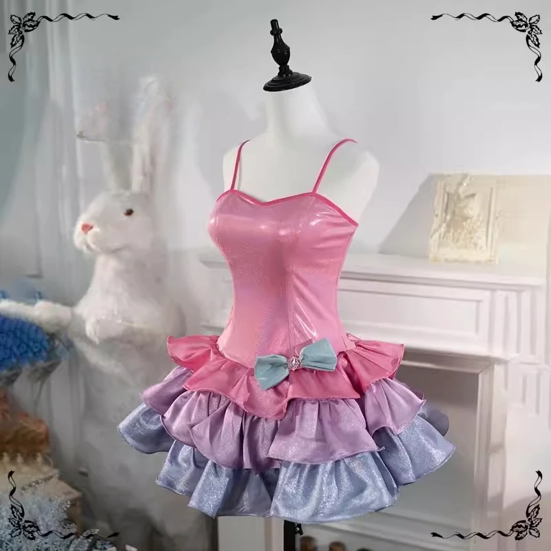 Disfraz de cosplay rosa de anime, vestido de Barbie, vestido dulce con tirantes, nuevo estilo para Halloween, carnaval, Navidad, uniforme lindo para mujer