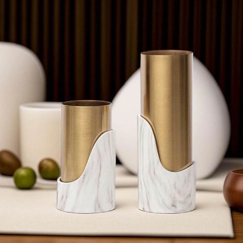 

Cylindrical High-end Style Vase Art Living Room Decorative Item Design Sense Creative Minimalist Vases O Vaso Home Decoration