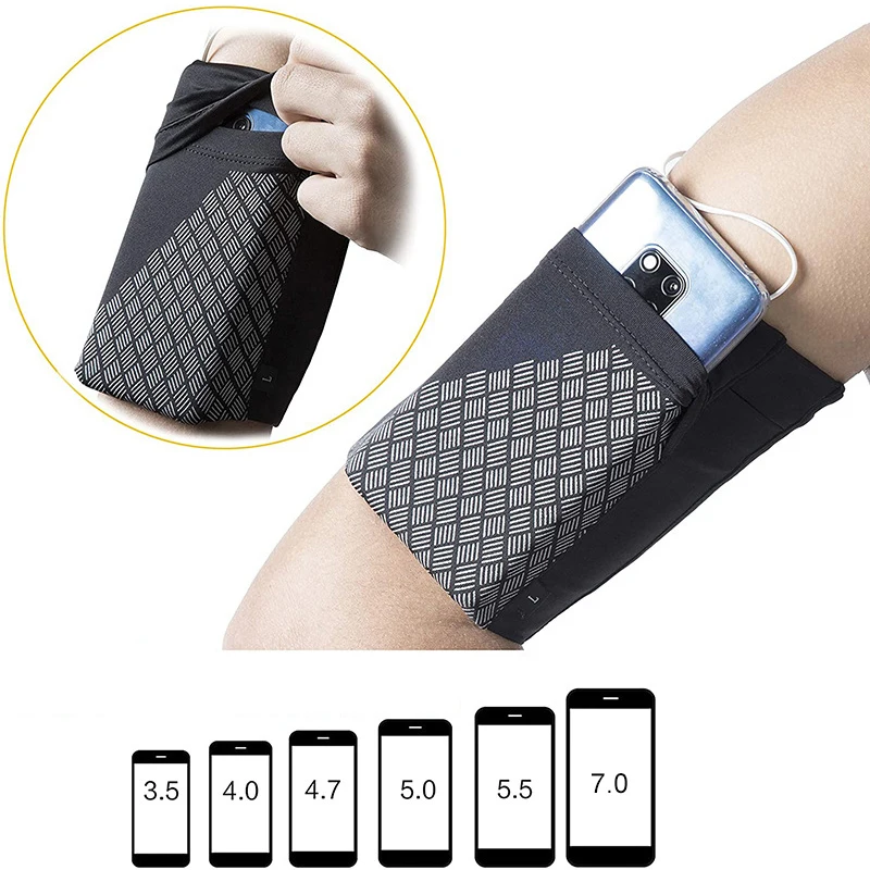 QUESHARK Reflective Running Arm Bag Mobile Anti-theft Close-fitting Phone Bag Outdoor Sports Hand Bag Elastic Arm Sleeve Bag