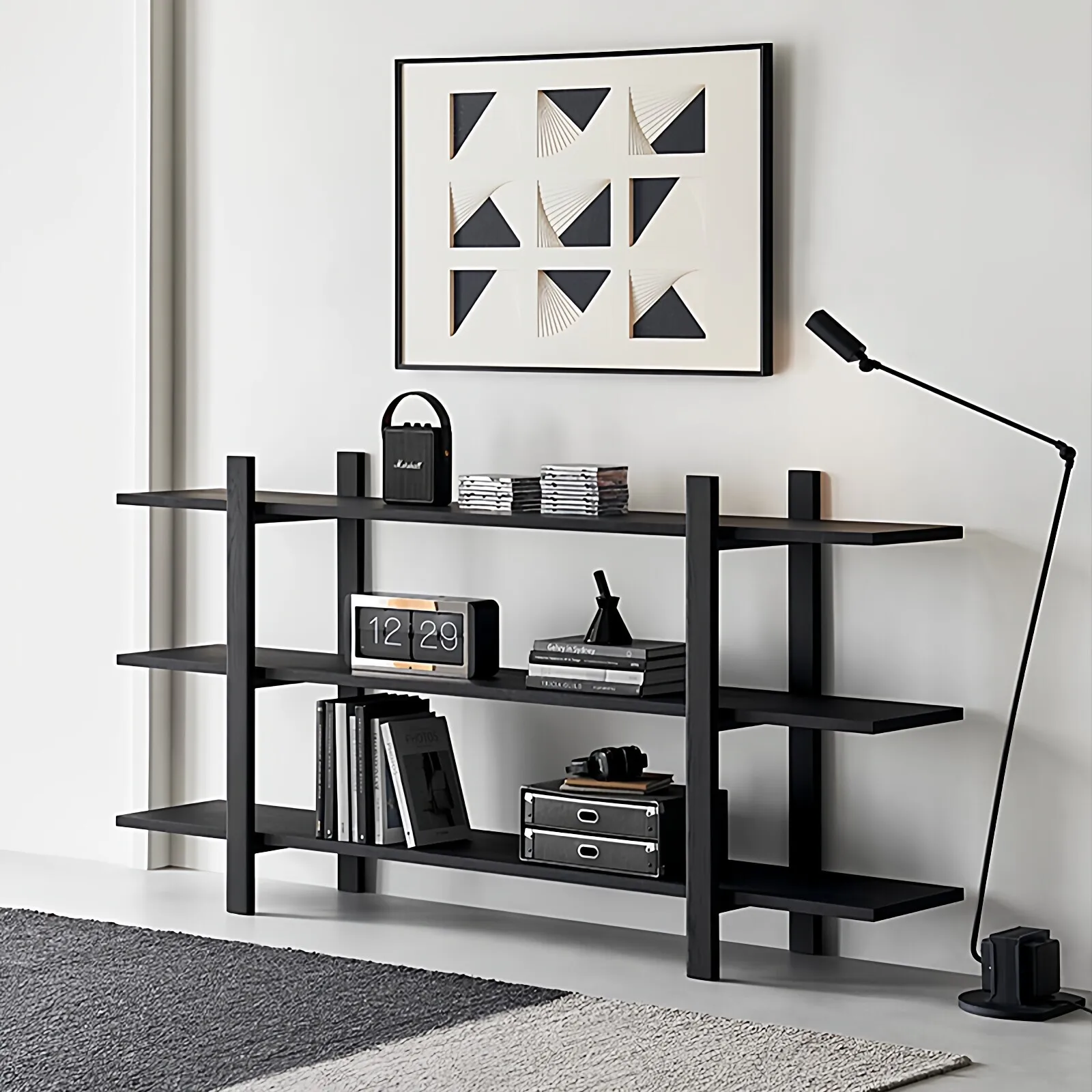& Wabi-sabi Style Solid Wood Multi-layer Storage Shelf for Floor Use in Home Living Room Bookshelf Display Stand