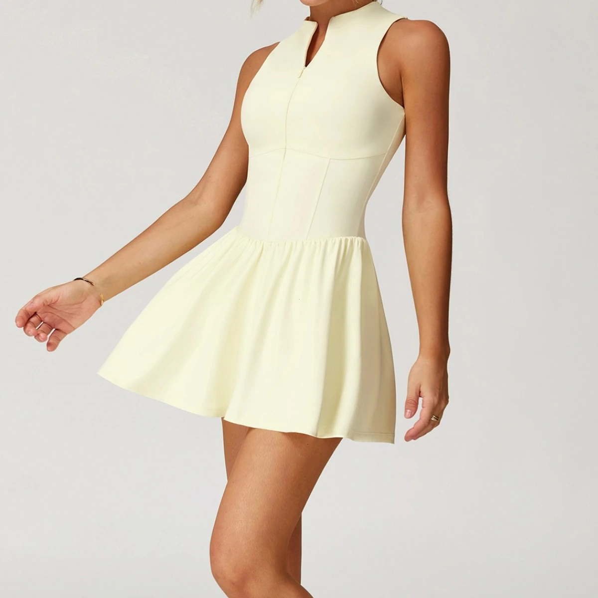 بدلة يوجا للصالة الرياضية للنساء، تنورة تنس رياضية للياقة البدنية، ياقة واقفة، مضادة للضوء، ملابس جولف كرة الريشة، ملابس كاجوال للياقة البدنية