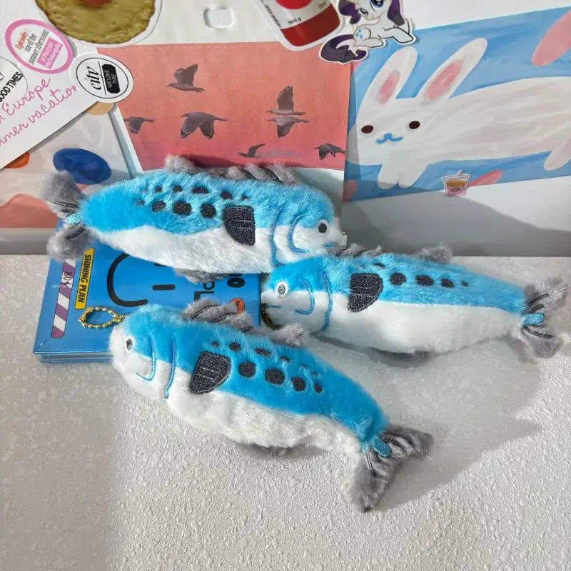 Llavero de Peluche de Sardina Adorable, Divertido Amuleto de Peluche para Bolsos, Colgante de Muñeco Simulado, Muñeco de Peluche Suave, Anillo para Llaves, Decoración para Mochilas y Bolsos
