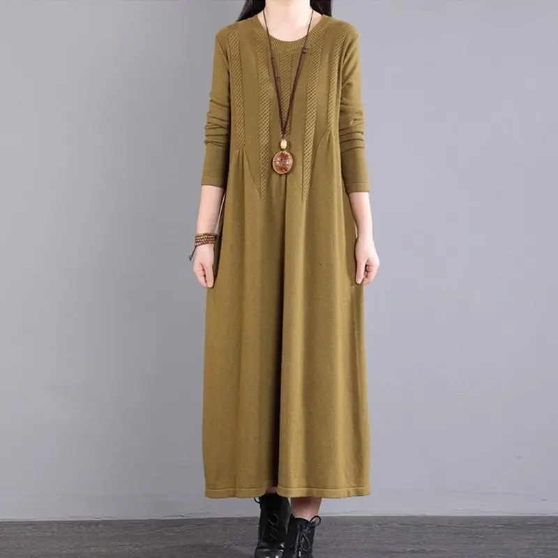 Ropa De Mujer New Pulls Woman Clothes Loose Long Sweater Dress Spring Autumn Women‘s Jumper Middle Aged Mother Pullover Dresses