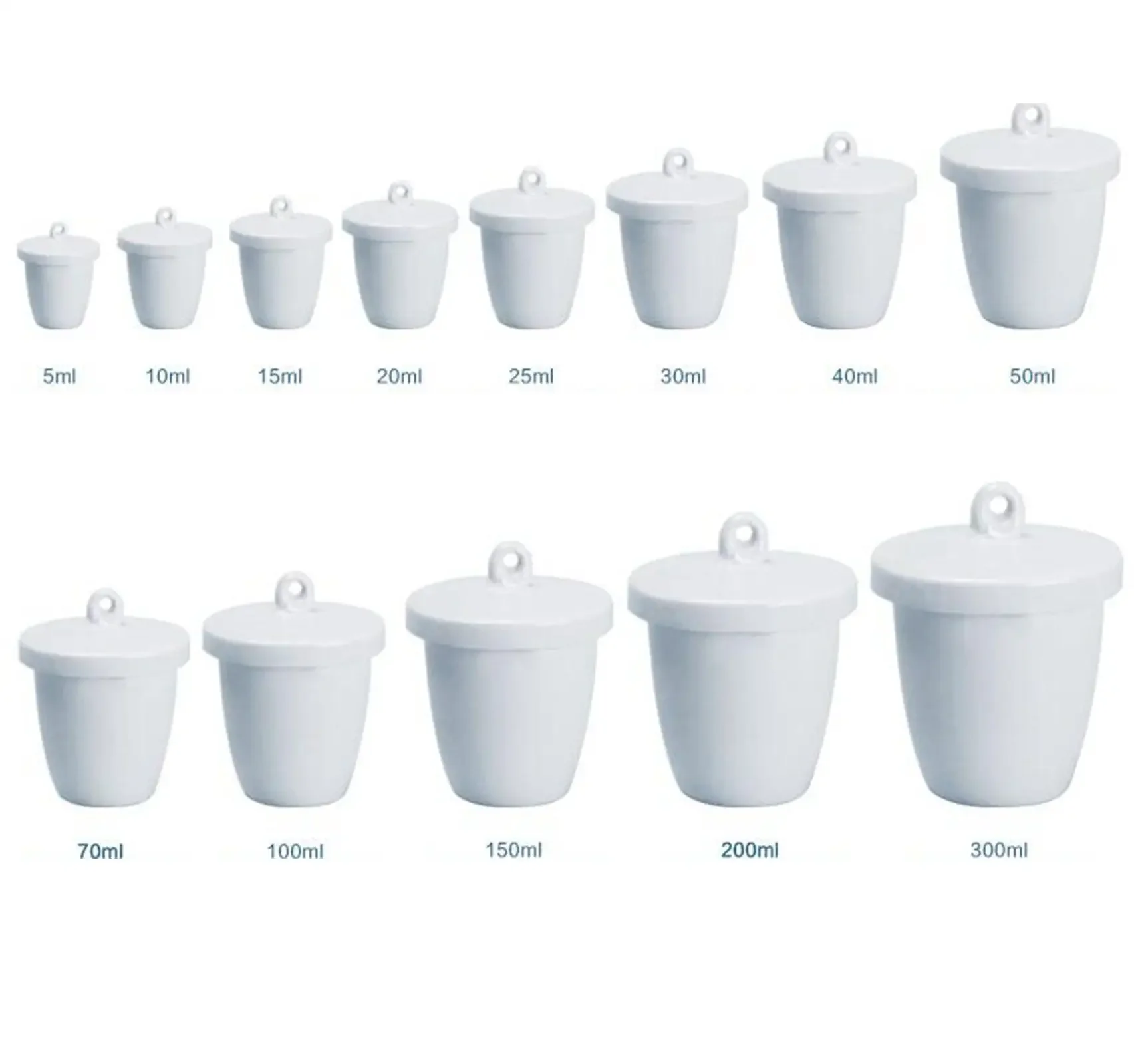 10ml 20ml 30ml 50ml 70ml 100ml 150ml 200ml 300ml Ceramic Porcelain Crucible With Cover Lid 1200 Celsius Lab Laboratory