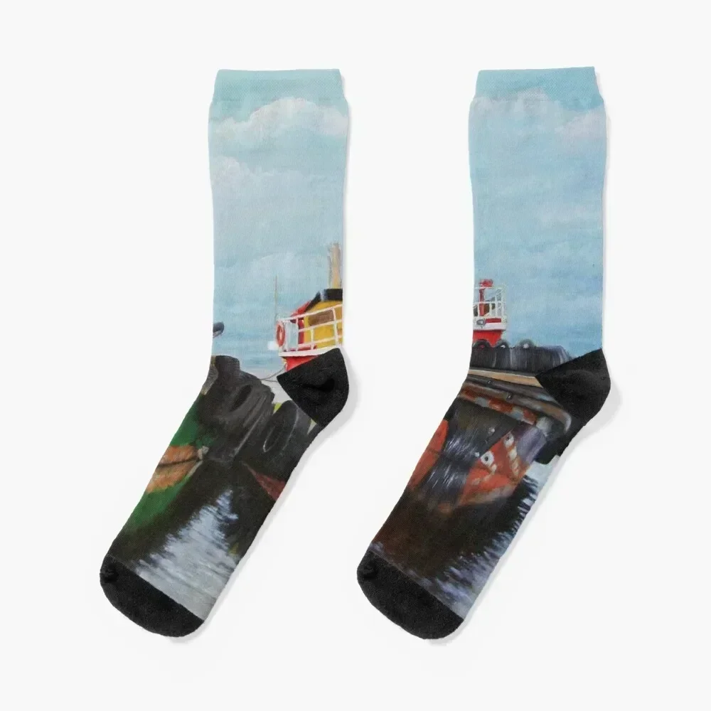 

Tugboats on Penobscot Bay Socks basketball Crossfit Thermal man winter funny gifts Boy Socks Women's