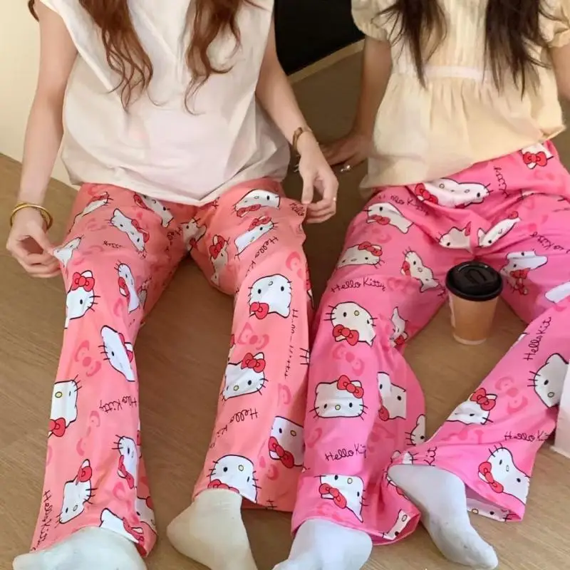 

Sanrio Cute Pajama Pants Hello Kittys Kawaii Girls Casual Pants Summer Comfortable Breathable Home Clothing Gift for Girlfriend