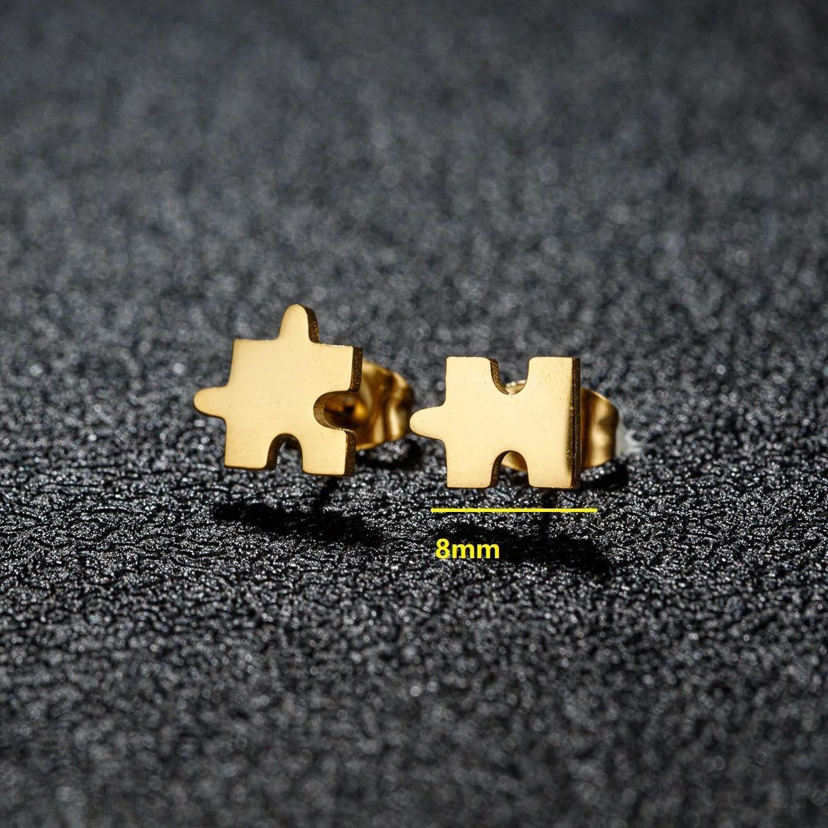 Stainless steel puzzle stud earrings ins personalized fashion jewelry four-color asymmetric niche earrings cross-border wholesal