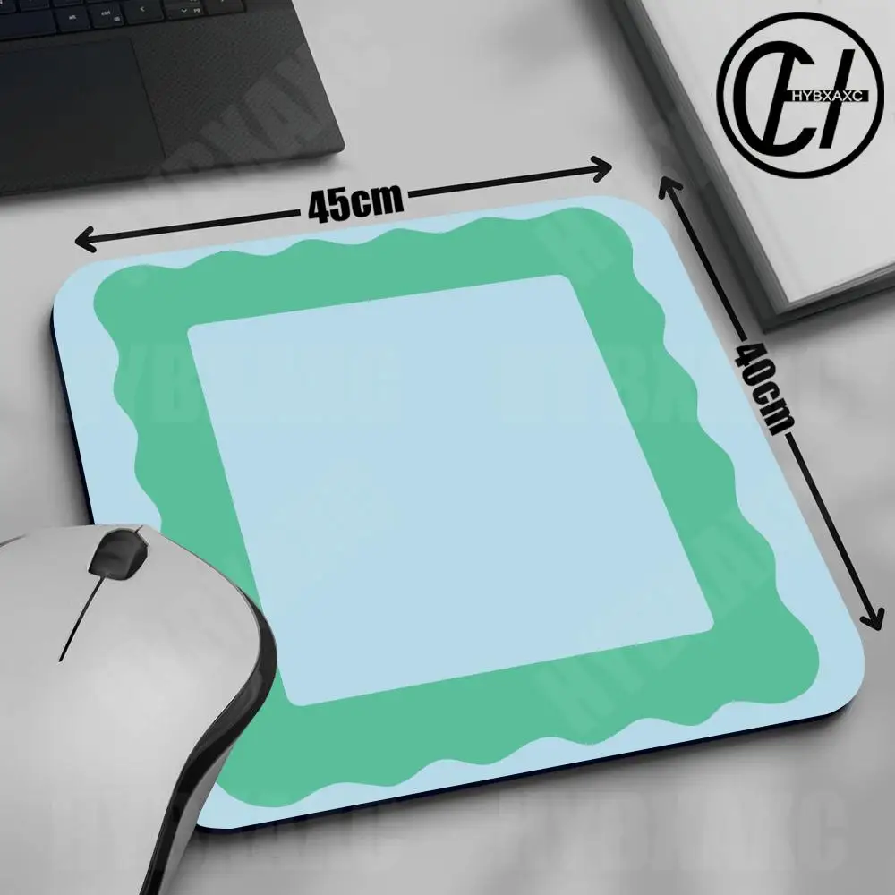 Ins Style Mouse Pad Multiple Sizes Large Square Computer Office Game Table Mat Cute Wavy Border Frame Rubber Anti-slip Mousepad