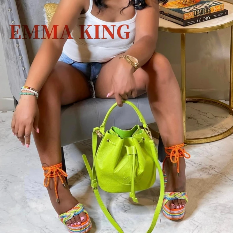 Women's Green Rope Lace-Up Hee - Strappy Heeled Sandals ulasan dan harga