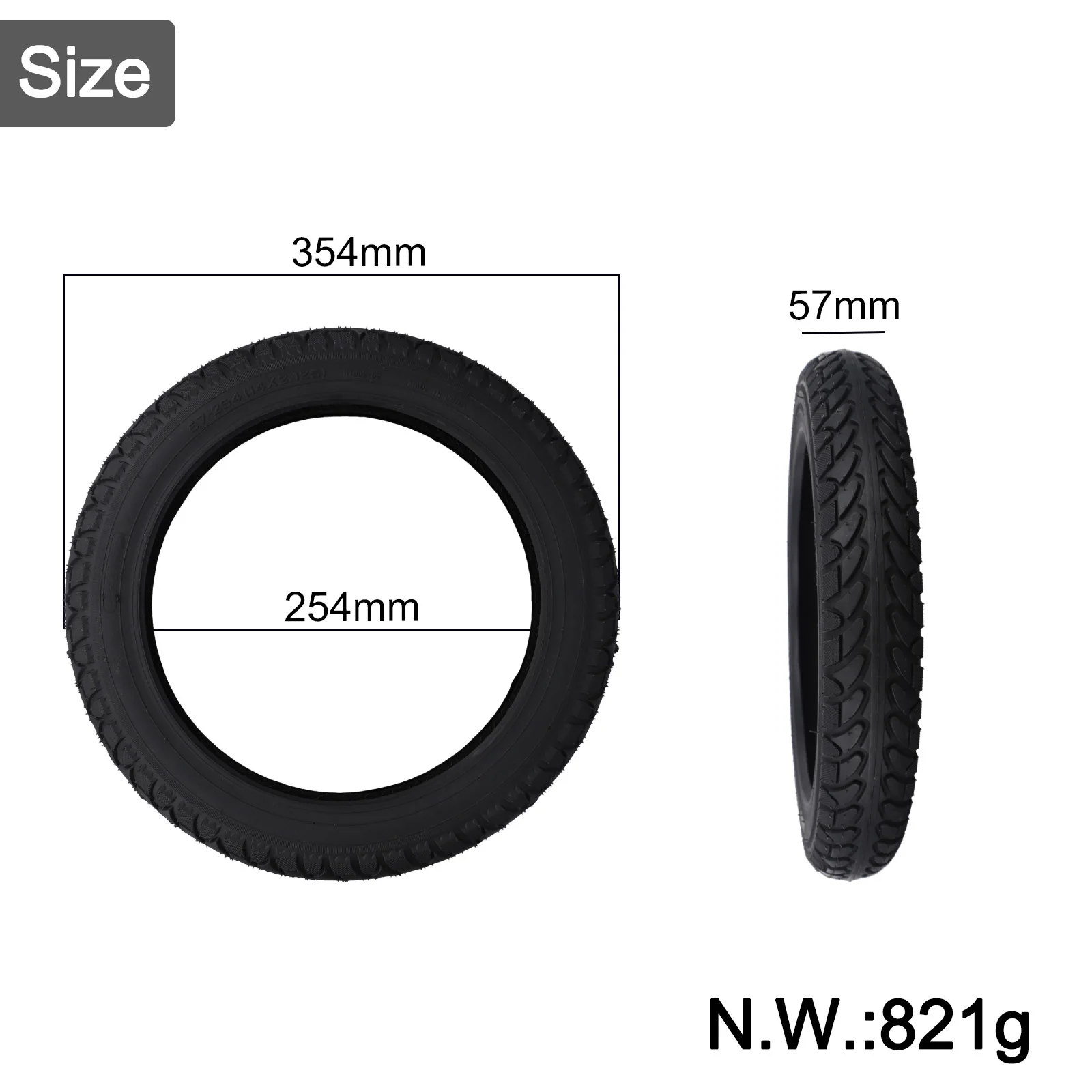 Can Be Used For Long Time 14inch Road Outer Tire 14x2.125 Tire Wear-resistant Lightweight Long-lasting For E-bike