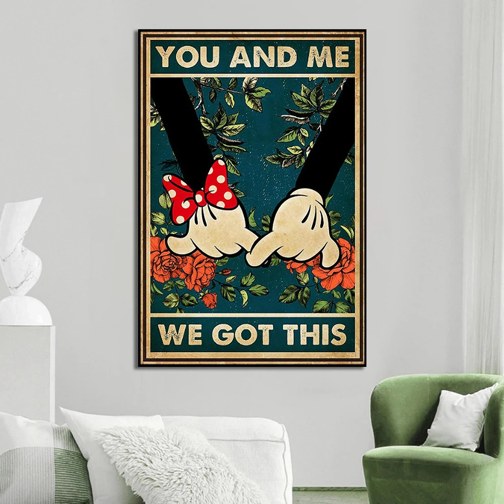 

Vintage You And Me We Got This Poster Cartoon Hand Paintings Print On Canvas Quote Wall Art Picture For Living Room Home Decor