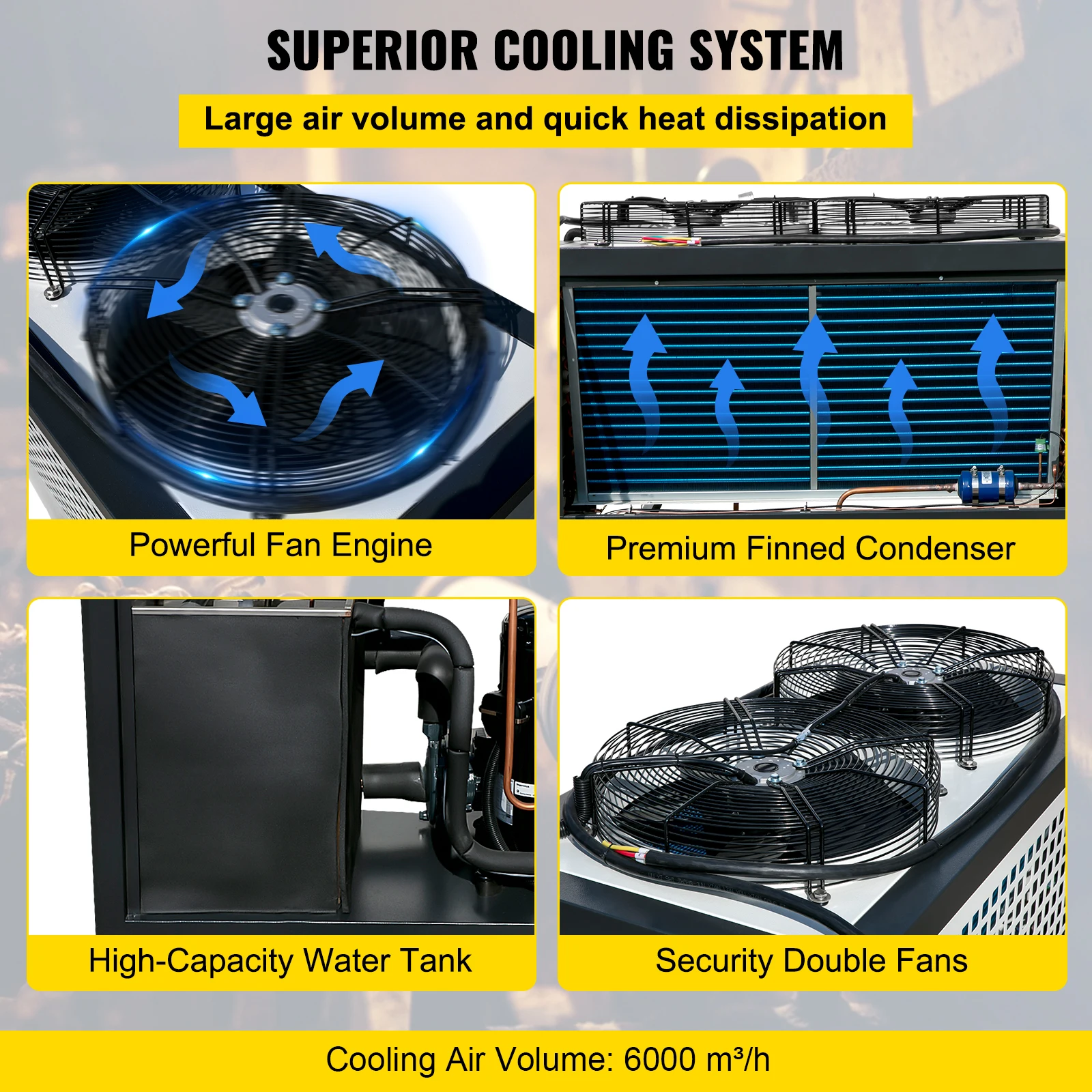 VEVOR da 5 a 15 tonnellate raffreddato ad aria compressore refrigeratore industriale condensatore alettato controllo Micro-Computer serbatoio dell'acqua in acciaio inossidabile