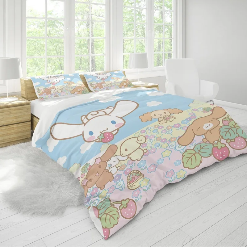 Imagem -03 - Sanrio Cartoon Anime Duvet Cover Grupo Cama Cinnamoroll Colcha Fronha Twin Queen Cama King Size