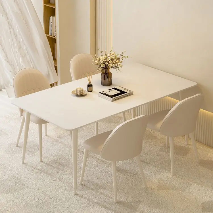

Cream style, white, dining table, slate, combination, Nordic style, household