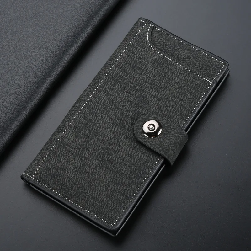 Carteira longa e fina de luxo masculina, bolsa de mão fina multifuncional com suporte para cartão, bolsa de moedas casual masculina