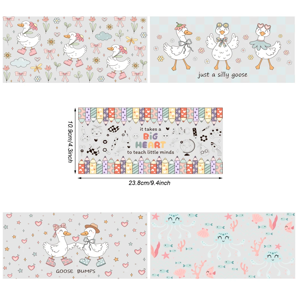 5 Sheets Goose Bumps   Just A Silly Goose   It Takes A Big Heart To Teach Little Minds   Duck And Duckling   Flowers And Bows UV