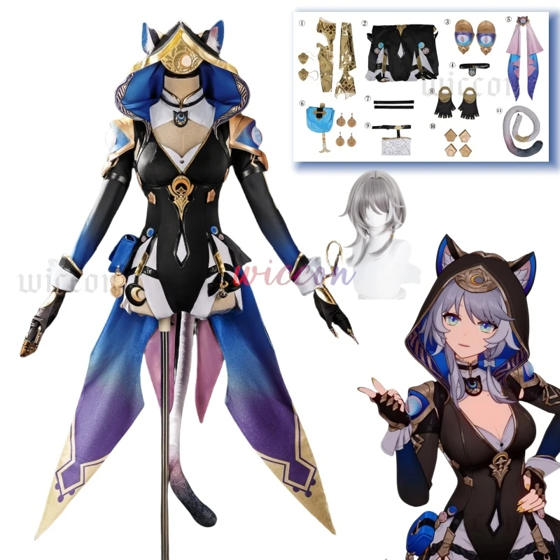 

Honkai Star Rail Cipher Cosplay Costume Wig Uniform Cipher Cifera Bodysuit Hat Tail Amphoreus Halloween Party Women Girls Props