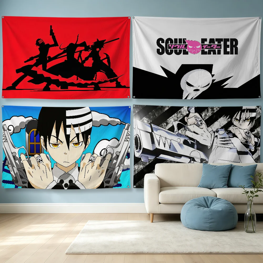 Anime Soul Eater Flag Polyester Banner Flags Suitable For Party Club Outdoor Interior Wall Paper Decoration Banner Hanging Gift