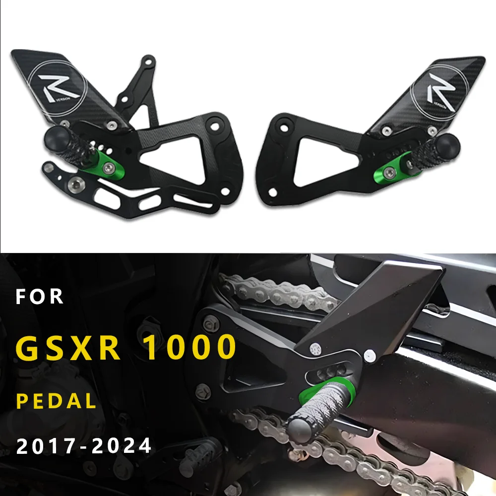 

MTKRACING For SUZUKI GSXR 1000 2017-2024 Rear Sets Heighten Pedal Adjustable Rearsets FootPegs Shift Lever Brake