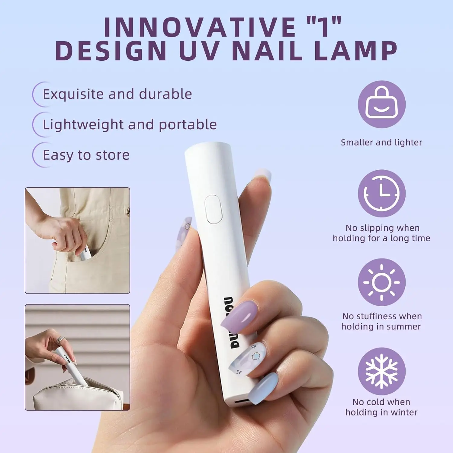 Przenośna lampa UV do paznokci żelowych, bezprzewodowa suszarka do paznokci LED z mini urządzeniem ręcznym ładowanym przez USB do samodzielnego manicure