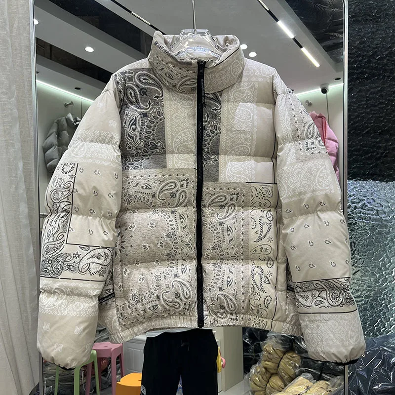 Printed Down Jacket Woman Winter Warm Hooded Fashion Puffer Coats With White Duck down Coat Feather 2023