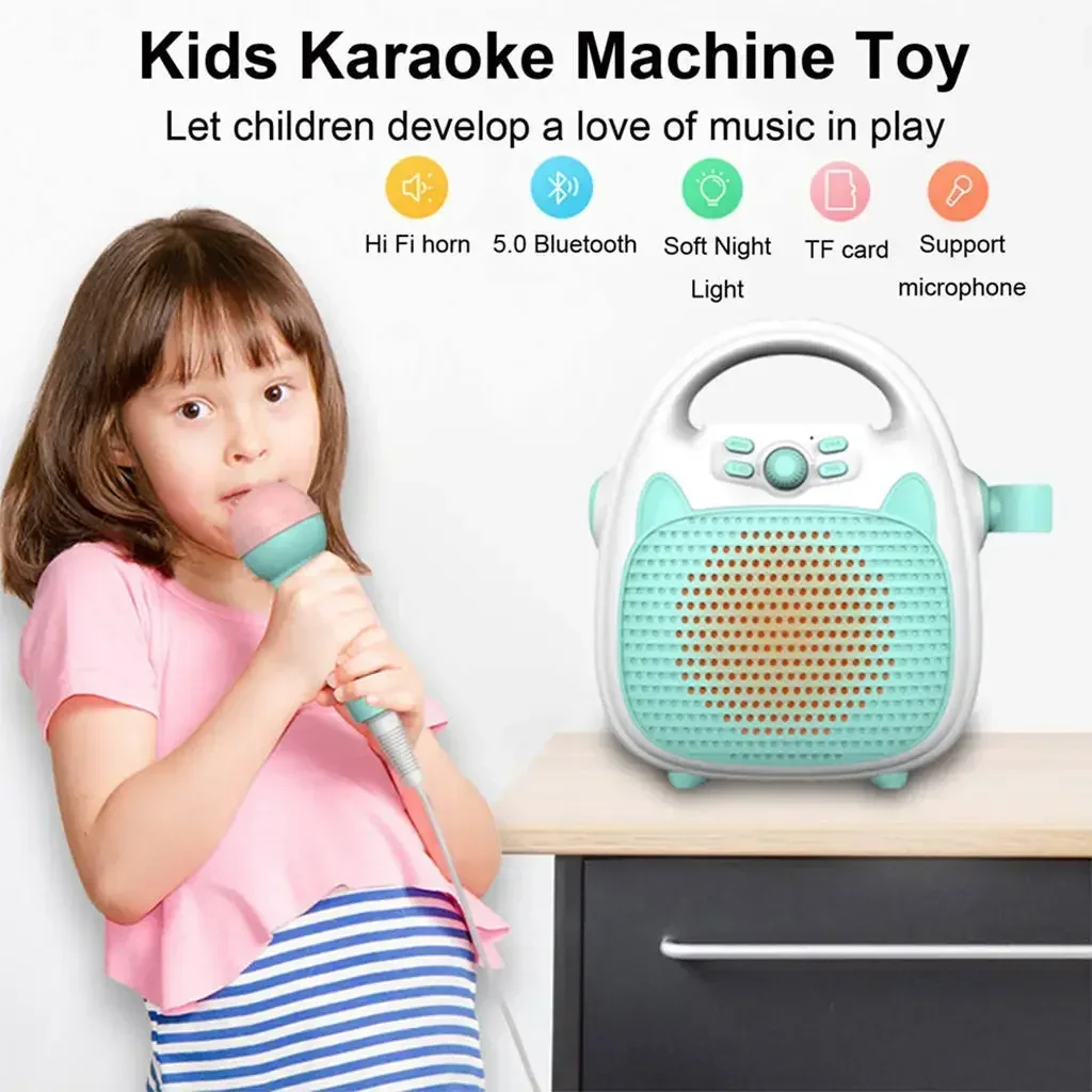 Kids Karaoke Machine with 1 Microphones Build in LED Light Show Rechargeable Toys for Children Toddlers Indoor Outdoor Travel