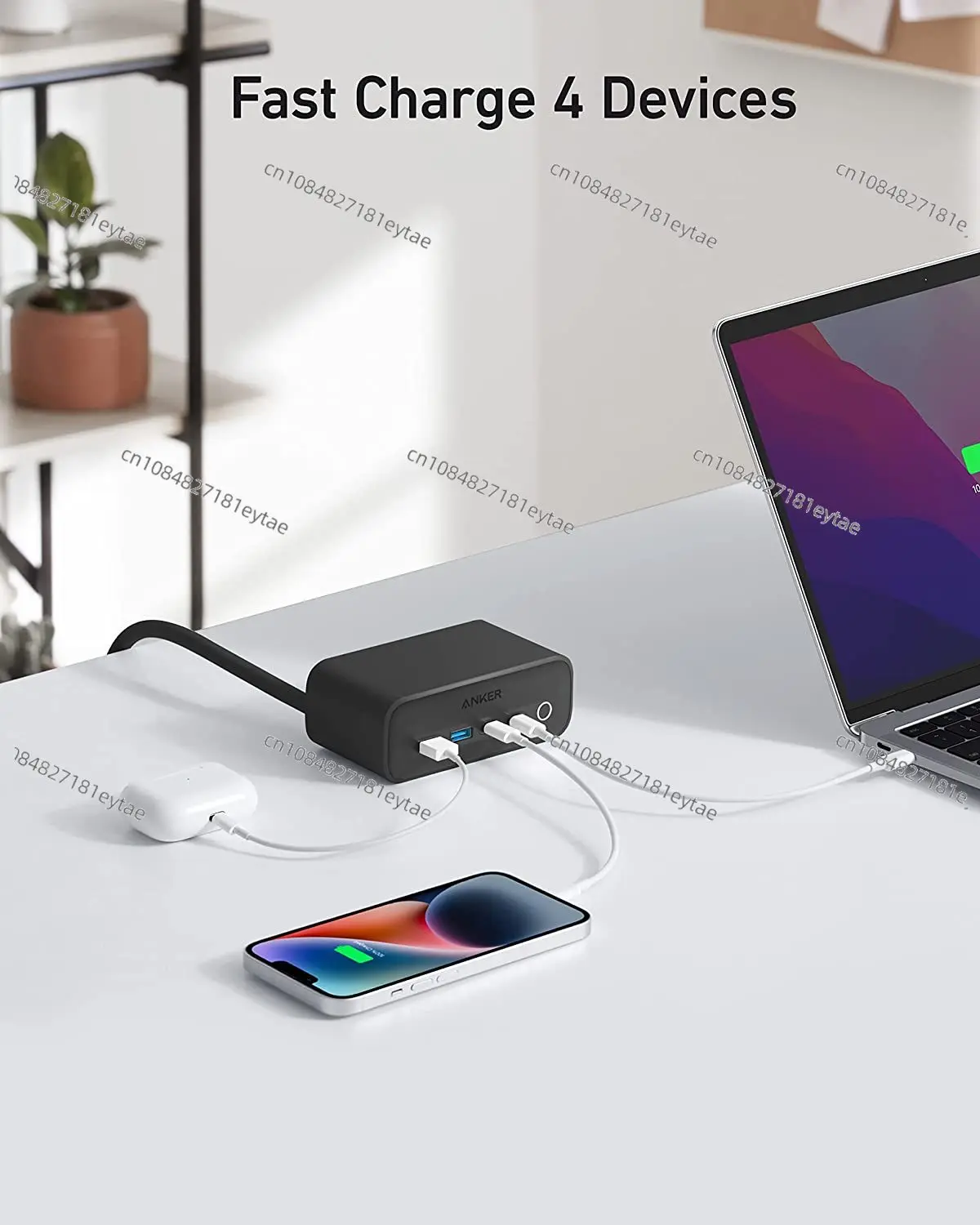 Anker Phantom Black USB C Desktop Charger Station 7-in-1 Portable Travel Outdoor Power Strip Box