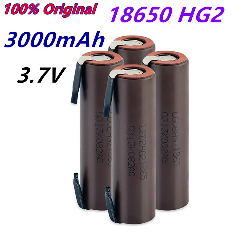 Original Batterie 18650 HG2 3000mAh mit Streifen Gelötet Batterien für Schraubendreher 30A Hohe Strom + DIY Nickel Inr18650 Hg2